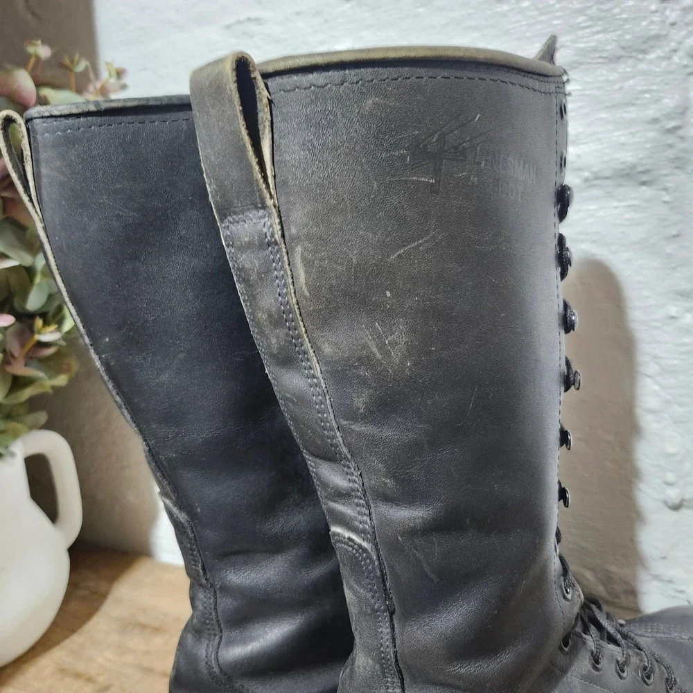 Vintage Carolina Linesman Pole Climber Work Boot Black Leather 16 Inch Men Sz 12